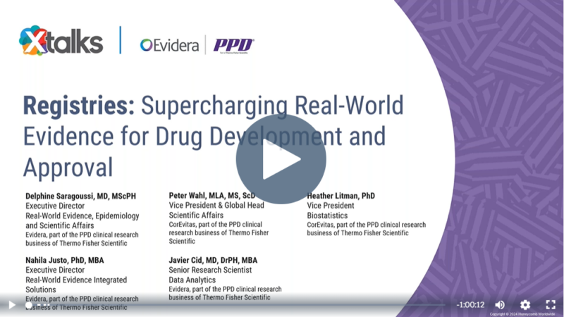 Click to view the webinar presented by xTalks, with a panel of leaders from CorEvitas and Evidera, discussing clinical registries - supercharging real-world evidence (RWE) for drug development and approval